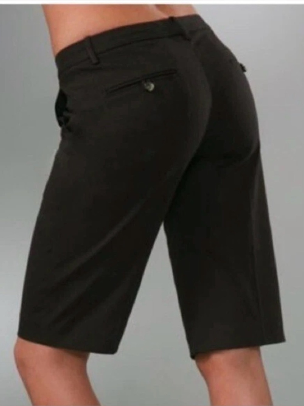 Theory Shorts Womens 6 Flat Front Linen Blend Bermuda Shorts Black (n)